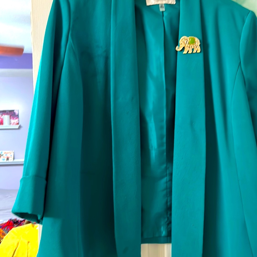 This teal jacket is very versatile.